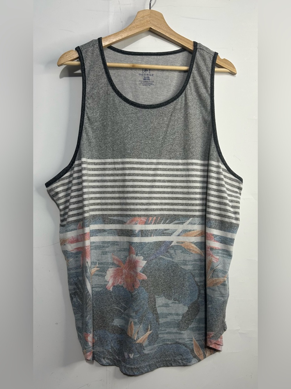 5‎ for $25🔥George Grey Floral Tank Top XL (46-48)